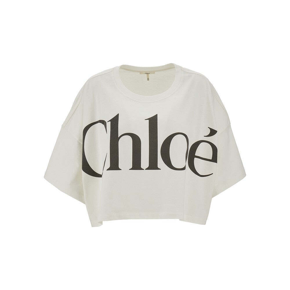 Chloe' Logo Print Cropped T-Shirt